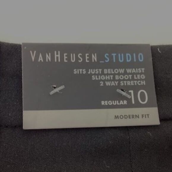 VanHeusen Studio Modern Fit Slacks Pants Women 10 Reg Black Boot Leg Stretch NEW - Picture 8 of 13